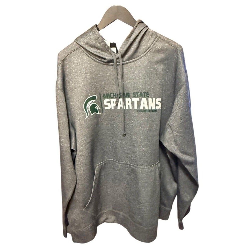Michigan State Spartans Hoodie Sweatshirt 2X Gray Green Pullover
